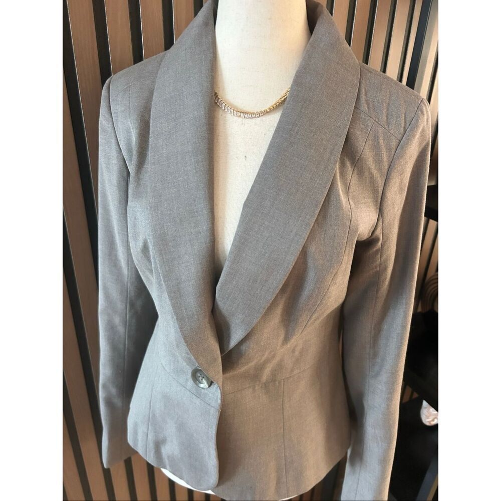 Merona gray/brown blazer size 6 with cinched waist work attire work blazer